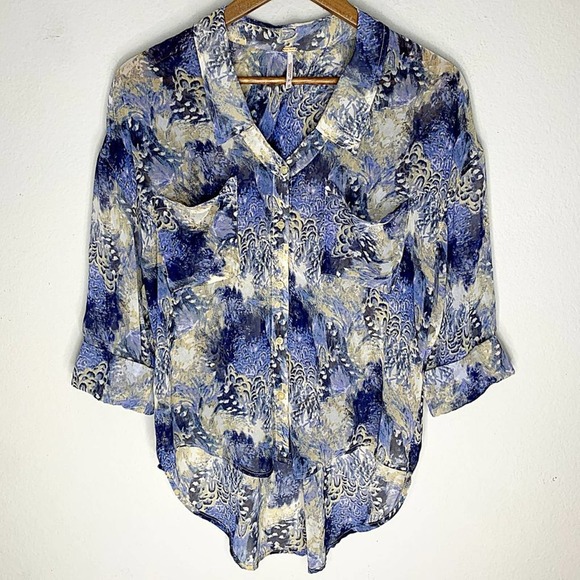Free People Easy Rider Sheer Chiffon Button Down - Picture 6 of 10